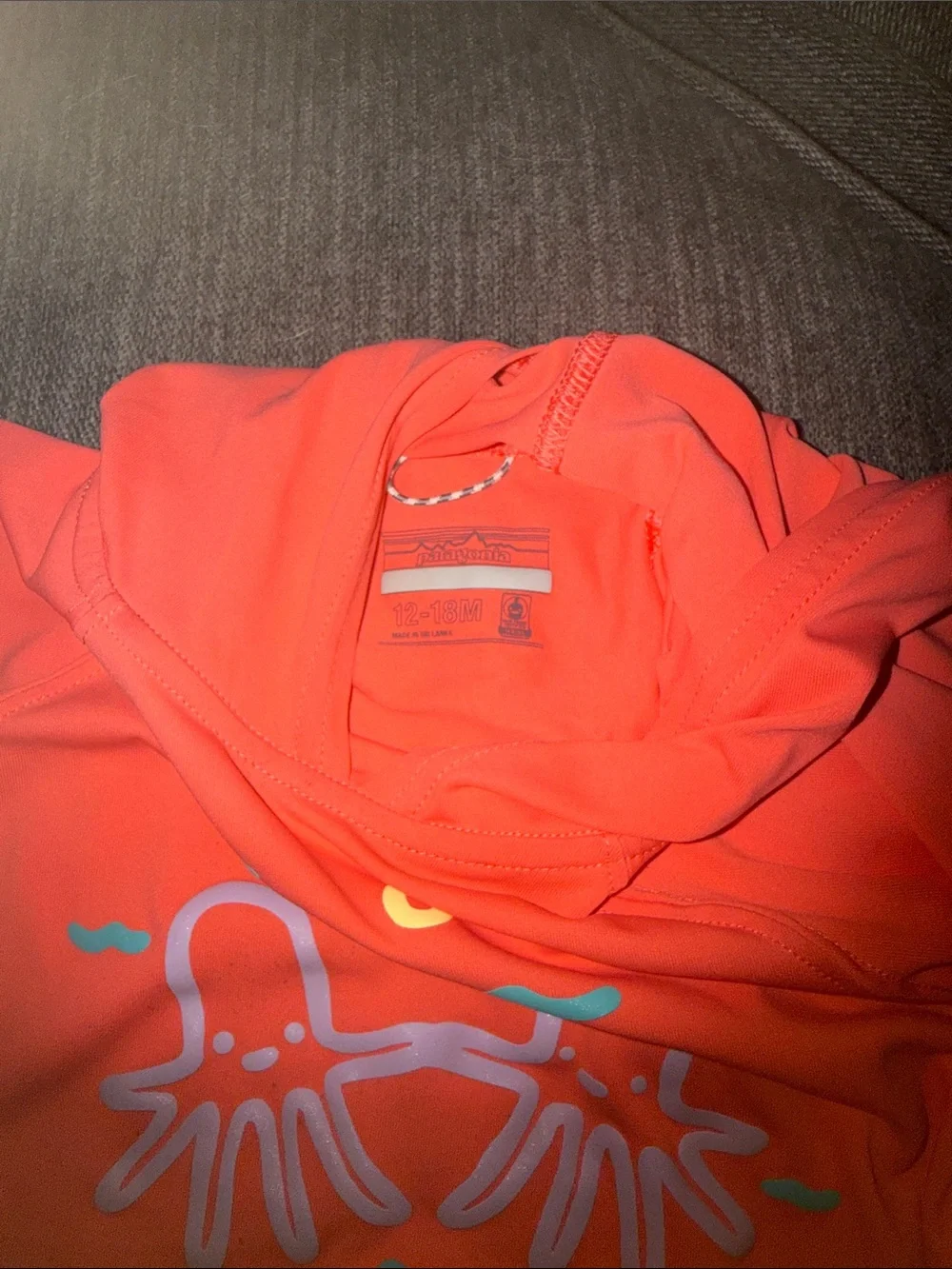 Patagonia Kids Coral Swim Rashguard Hoodie with Octopus Graphic